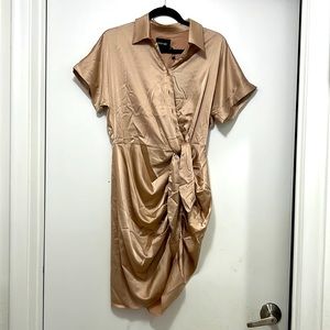 Red dress boutique champagne silk dress size medium